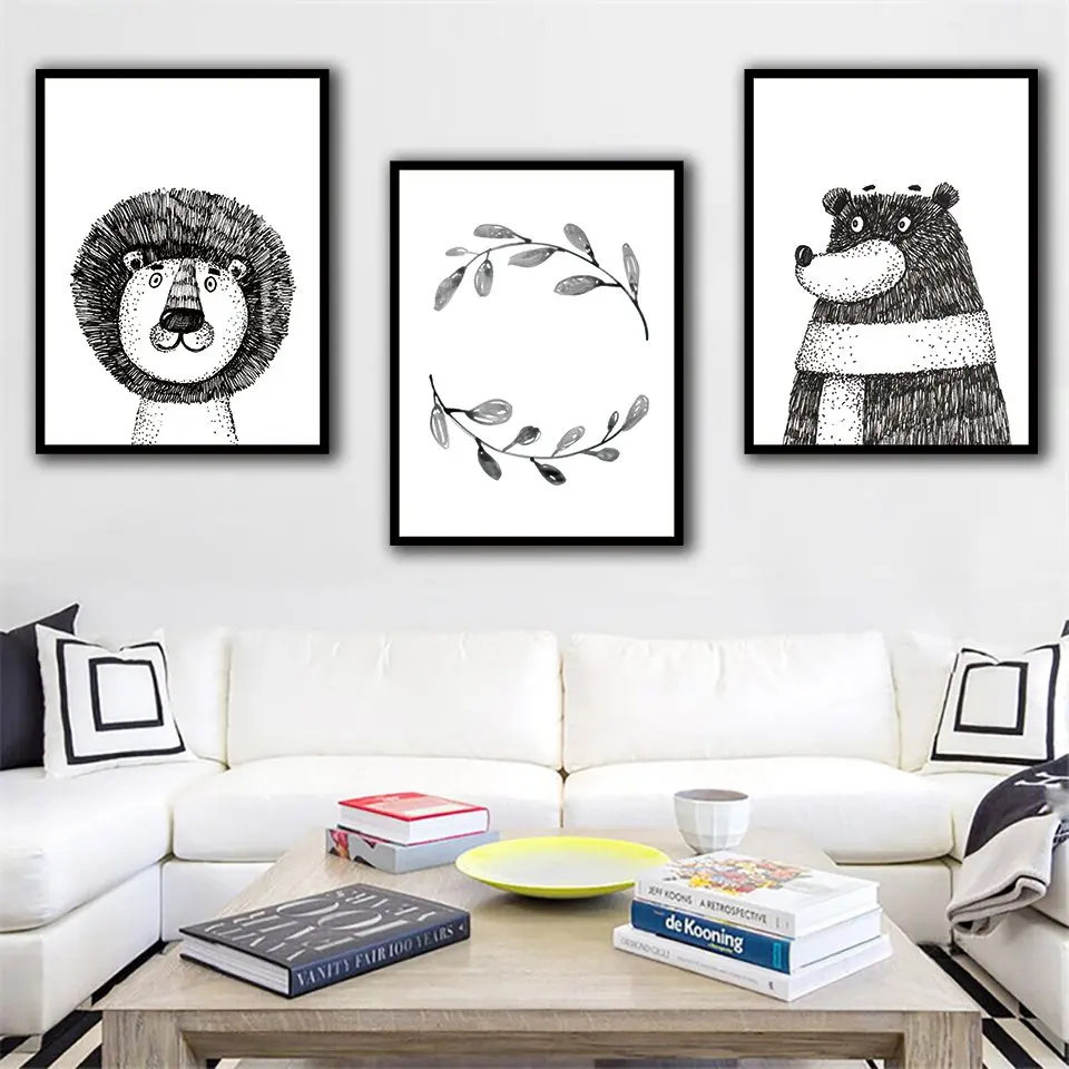 Настенная картина с изображением Льва медведя холст плакаты Настенный декор печать на стену для гостиной