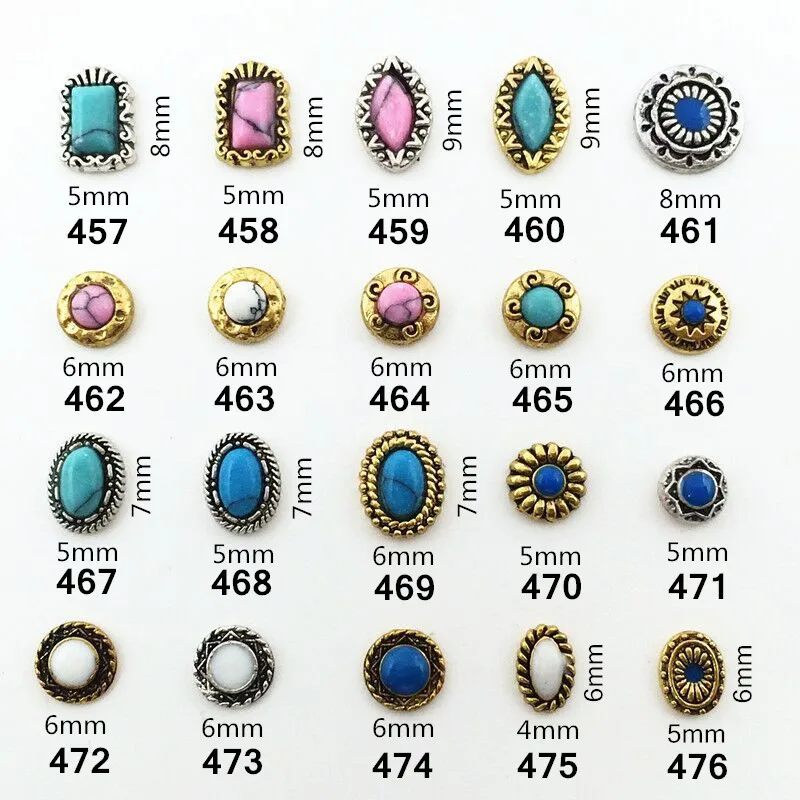 20 шт./упак. Японские 3D украшения для ногтей металлические кавайные ретро