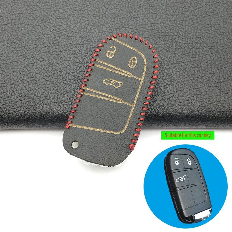 Модный стильный кожаный чехол для ключей Fiat Jeep Grand Cherokee Compass Patriot Dodge Journey Chrysler 300C