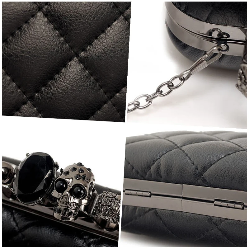 GFLV Brand 2019 Punk Mini Evening Bags Women Skull Rings Minaudiere Handbags With Chains High Quality PU Leather Quilted | Багаж и сумки