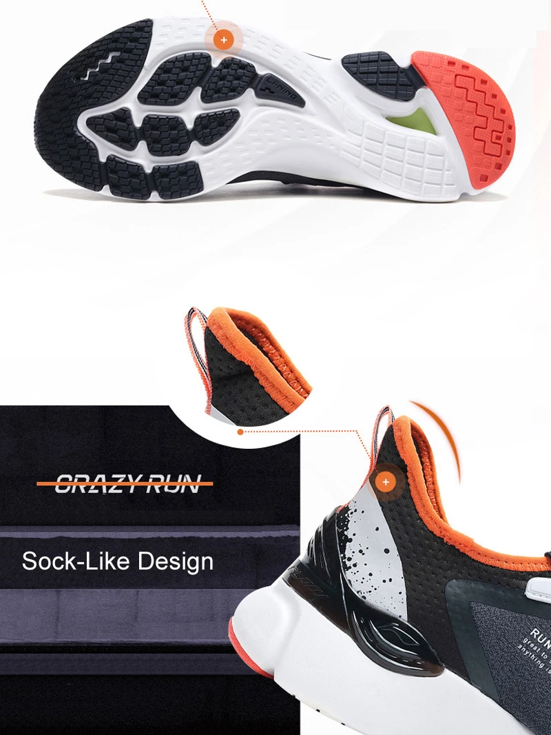 Li-Ning мужские CRAZYRUN-X кроссовки для бега с подушкой из ТПУ, спортивная обувь с подкладом, Нескользящие кроссовки ARHP057 XYP871