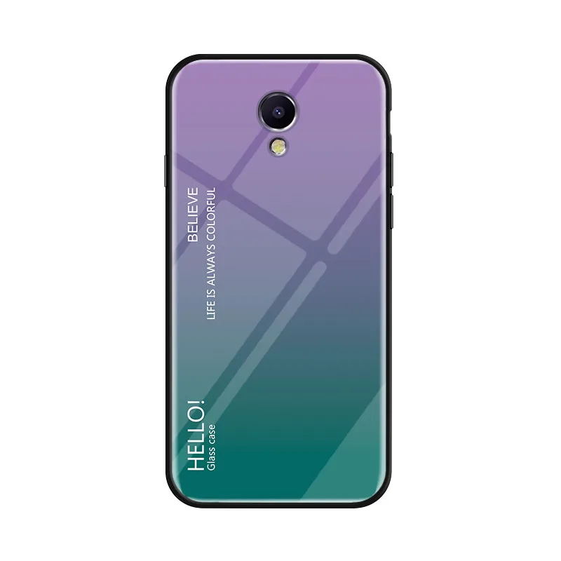 Фиолетовый Чехол MUCHI для Meizu M5, чехол из закаленного стекла, роскошная градиентная мягкая рамка, жесткий чехол для телефона s для Meizu M5S M5 Note - Цвет: Фиолетовый