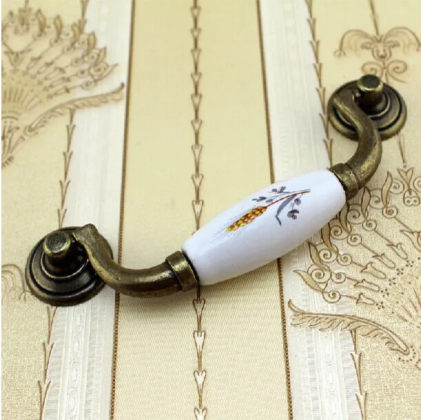 

Free shipping hole space 115mm(4.3") ceramic shaky pulls knobs antique bronze drawer cabinet bedside table furniture handle knob