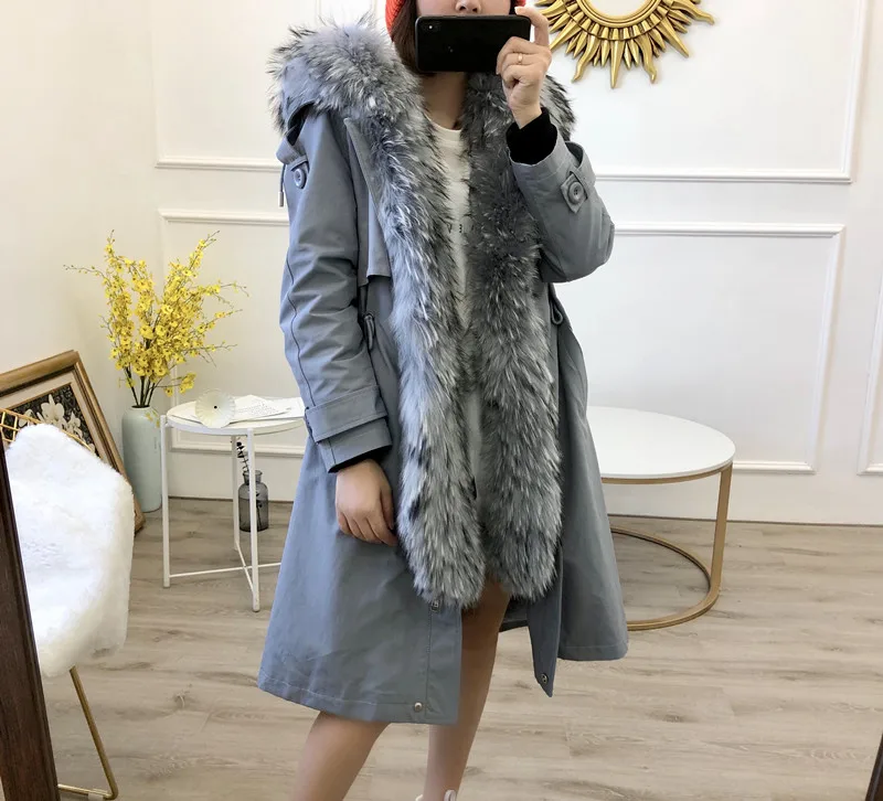 OFTBUY Водонепроницаемая парка 2019 натуральный мех пальто зимняя куртка Для женщин