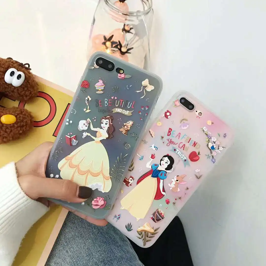 Классический чехол принцессы для iPhone X XS MAX XR 6 6S 7 8 Plus полупрозрачный мягкий с