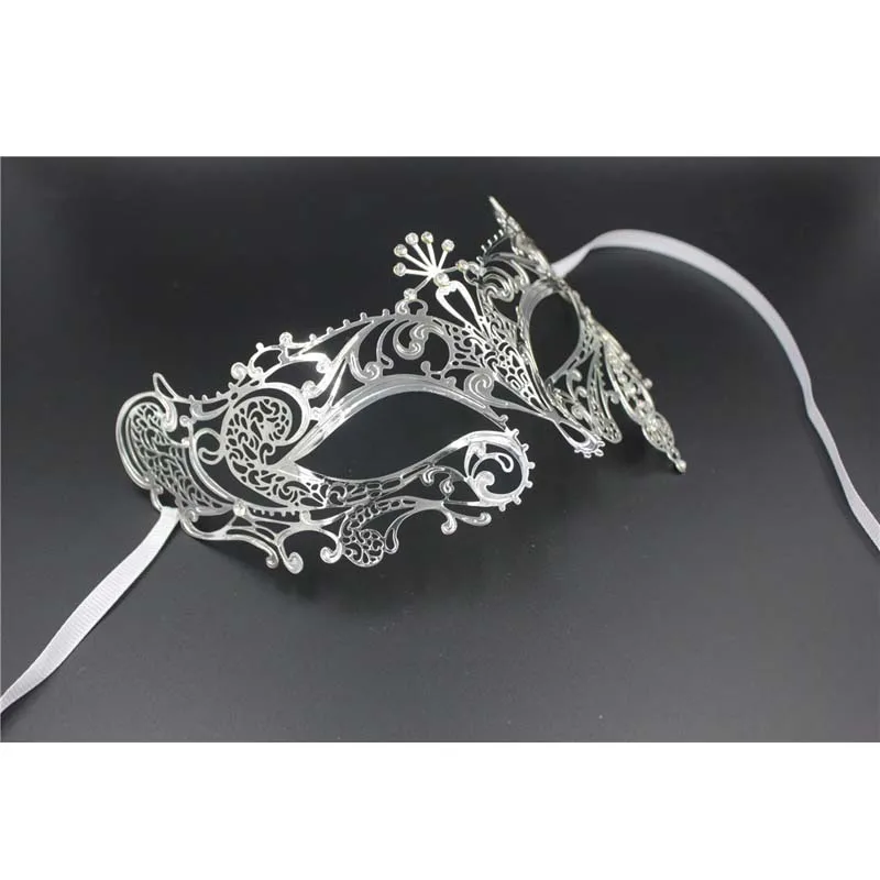 Чистые металлы венецианские маски высокого качества Серебряный Бал-маскарад