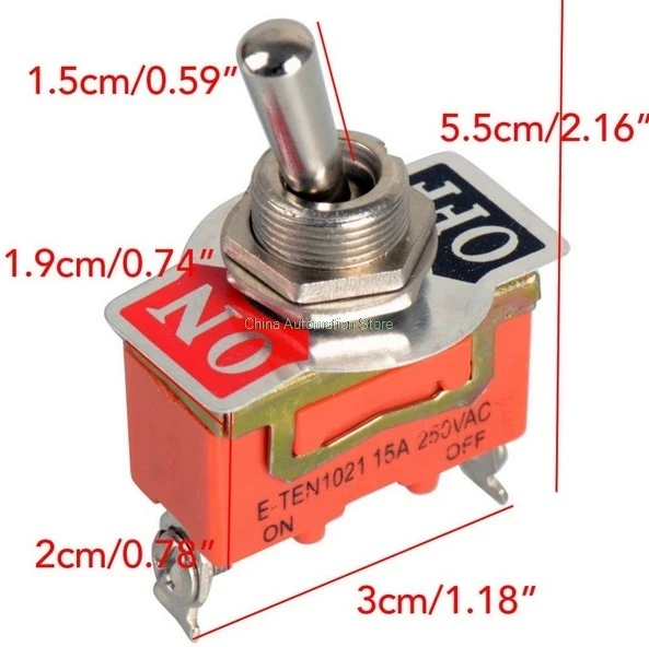 

5pcs 15A 250V SPST 2 Terminal ON OFF Toggle Switch with waterproof cap