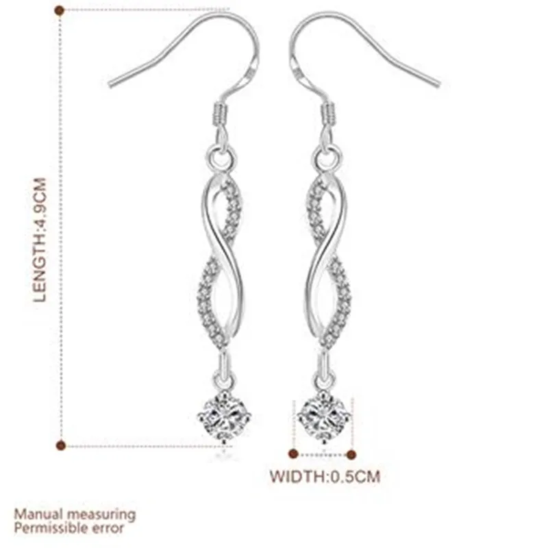 Длинные висячие серьги Мода модные красивые изделия два Цвет zicrcon белый и синий