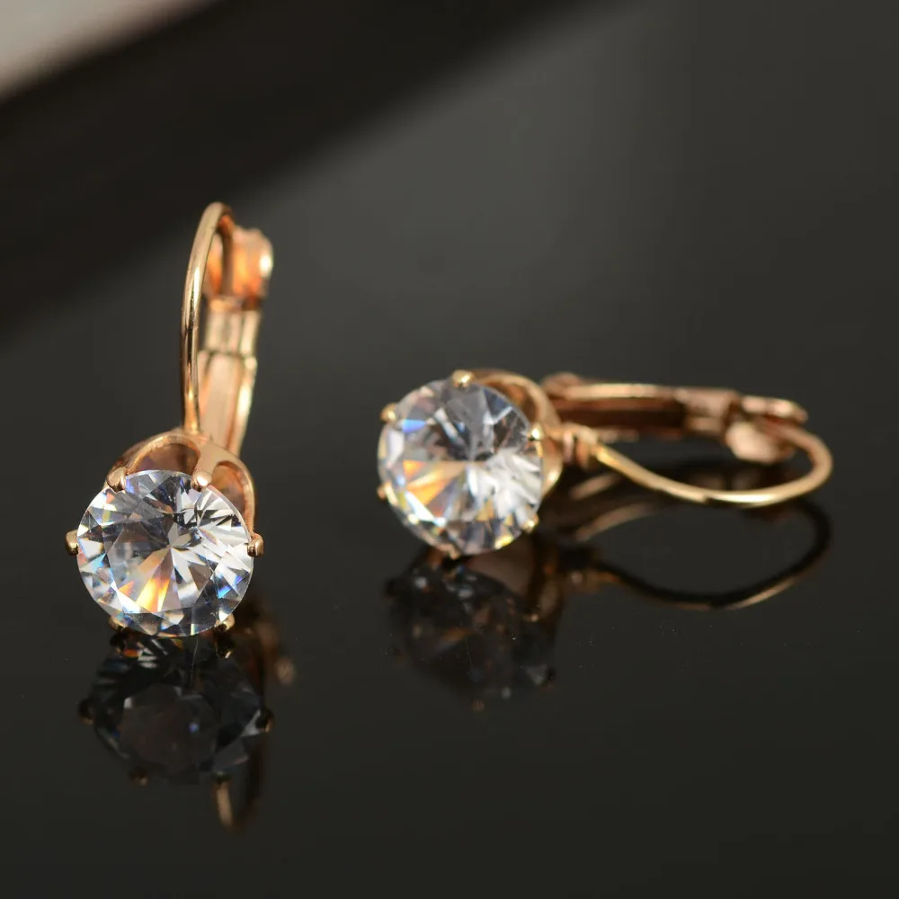 Женские Модные цвет серебристый Золотой Цвет белые серьги Стад горный хрусталь