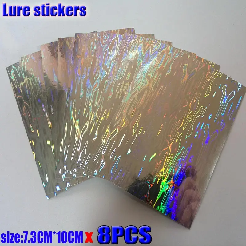 2019HOT fishing lure sticker,holographic, 4 kinds color you choose 8papers/lot size: 73mm x 100mm or 100mm*150mm