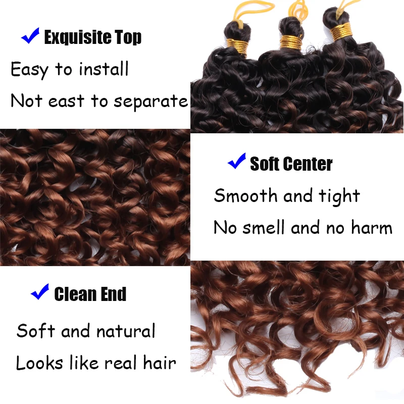 Benahair 8 дюймов кудряшки косички Омбре кудрявая завивка плетение волос волна воды
