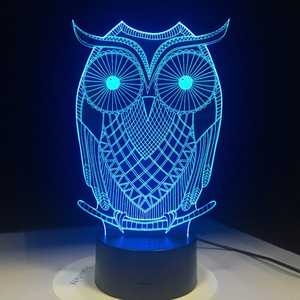 

Laser Engraved Acrylic Colorful Gradient Atmosphere Bird Lamp 3D Illusion Owl Lamp Color Changing Touch Light USB Novelty Lights