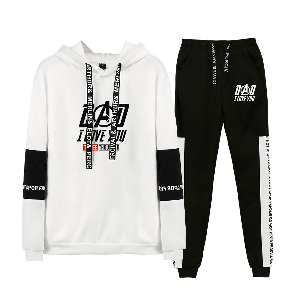 I love you 3000 Print Casual Popular long sleeve hood+trousers Set Hoodies Sweatshirt fashion Streetwear Winter/Autumn 2XS-4XL | Женская