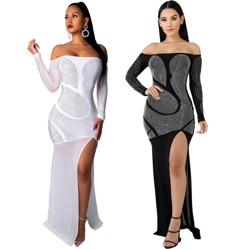 Новинка 2018 женское сексуальное винтажное платье макси с открытыми плечами