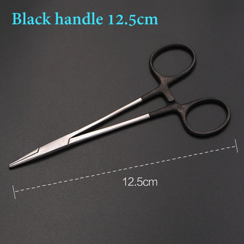 black handle 12.5cm Инструмент для хирургии Иглодержатель щипцы из нержавеющей стали для косметической и пластической хирургии для вытягивания шерсти домашних животных для рыбалки - Цвет: black handle 12.5cm