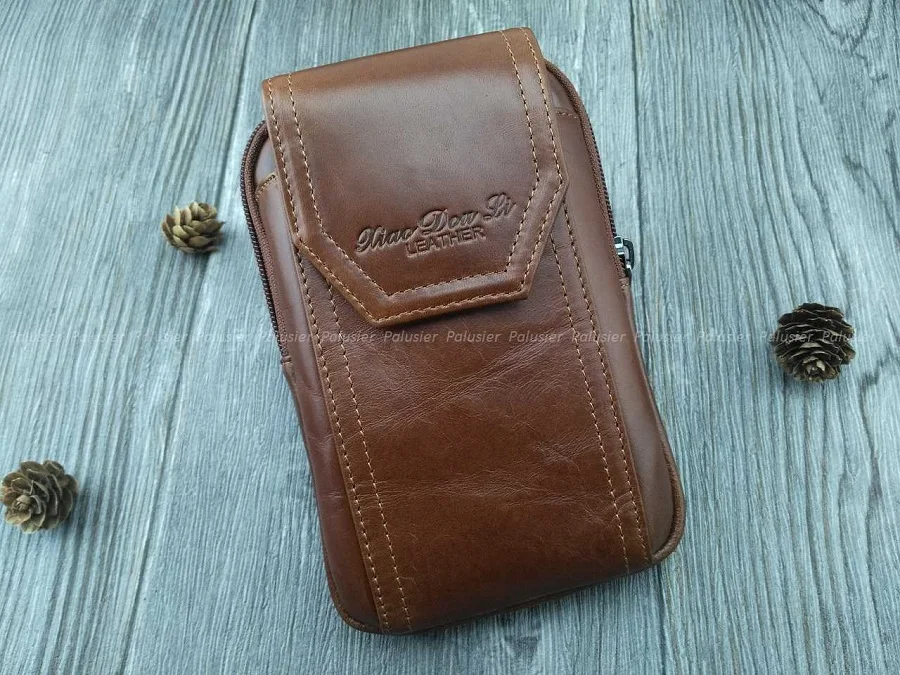 Мужской кошелек из натуральной воловьей кожи в стиле ретро|leather waist packs|waist packpocket