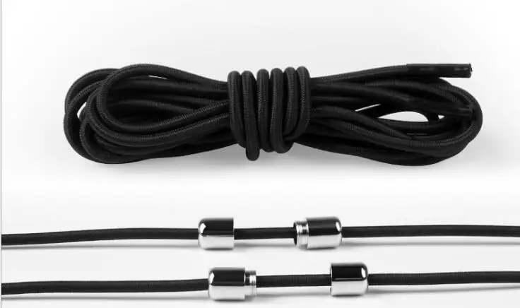 Black 1 пара эластичных шнурков, модные новые женские и мужские туфли без галстука, теннисные туфли с кружевами, кожаные туфли - Цвет: Black