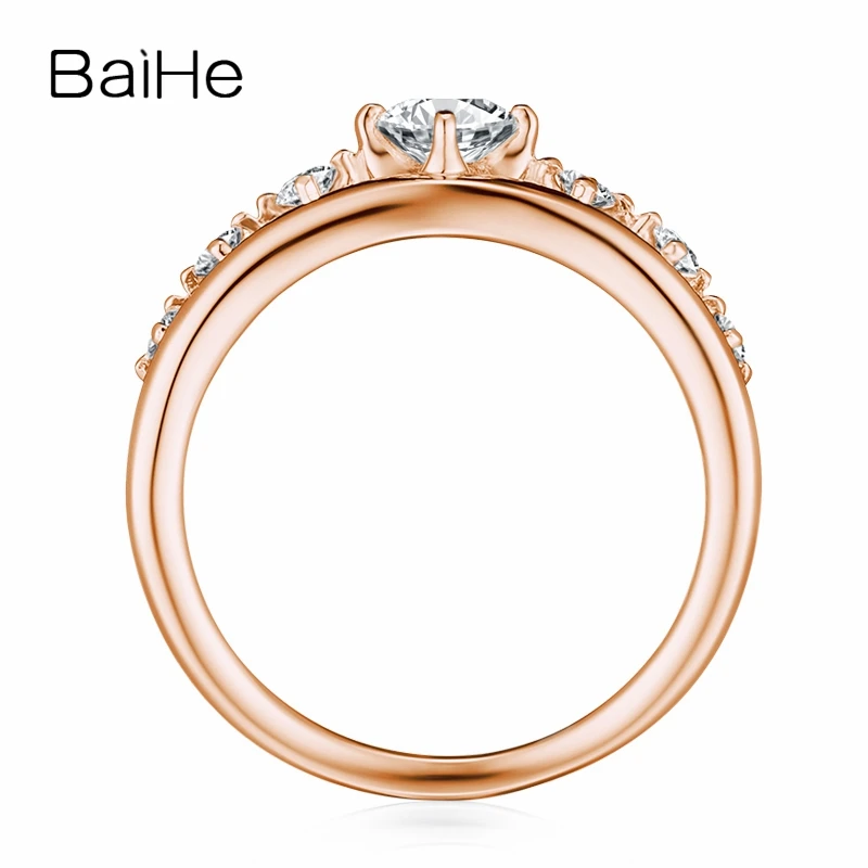 BAIHE Твердое 18 к белое золото 0.20CT сертифицированное FG/SI круглое натуральное бриллиантовое обручальное женское милое/романтическое тонкое Ювелирное кольцо