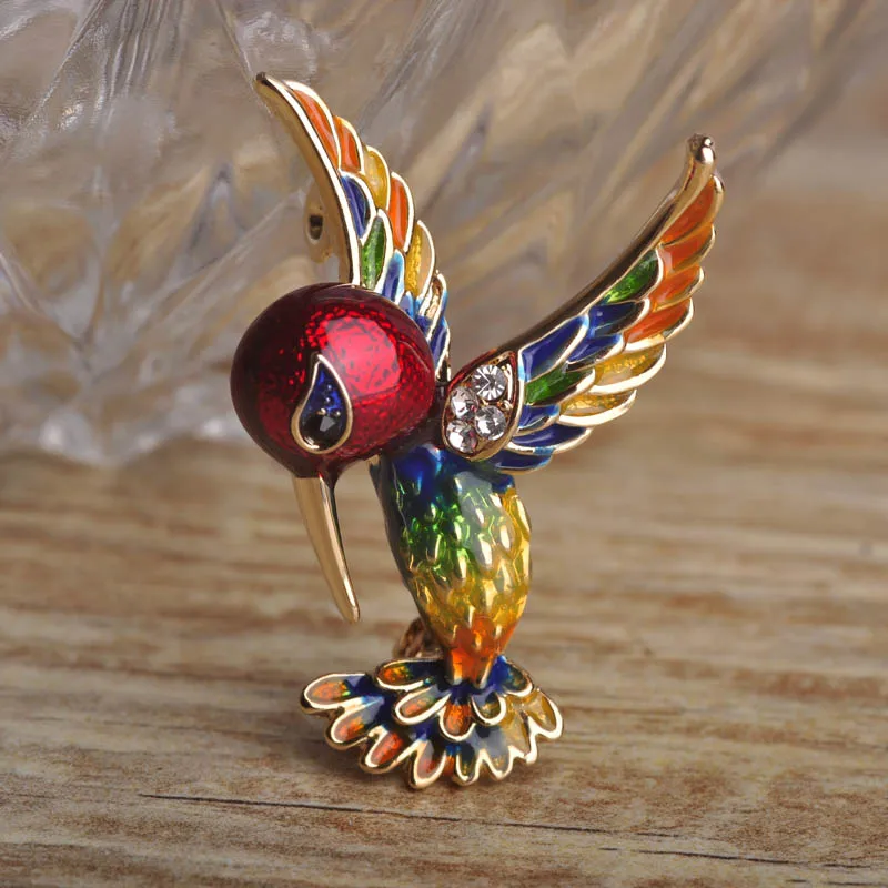 Эмаль Птица Брошь С Кристалл Изысканный 18 К Позолоченные Красочные Животных