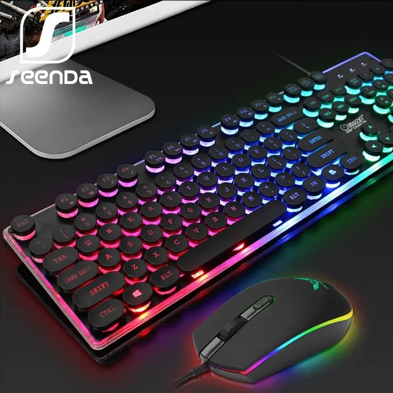 Игровая клавиатура и мышь SeenDa со светодиодный Ной подсветкой набор с проводной
