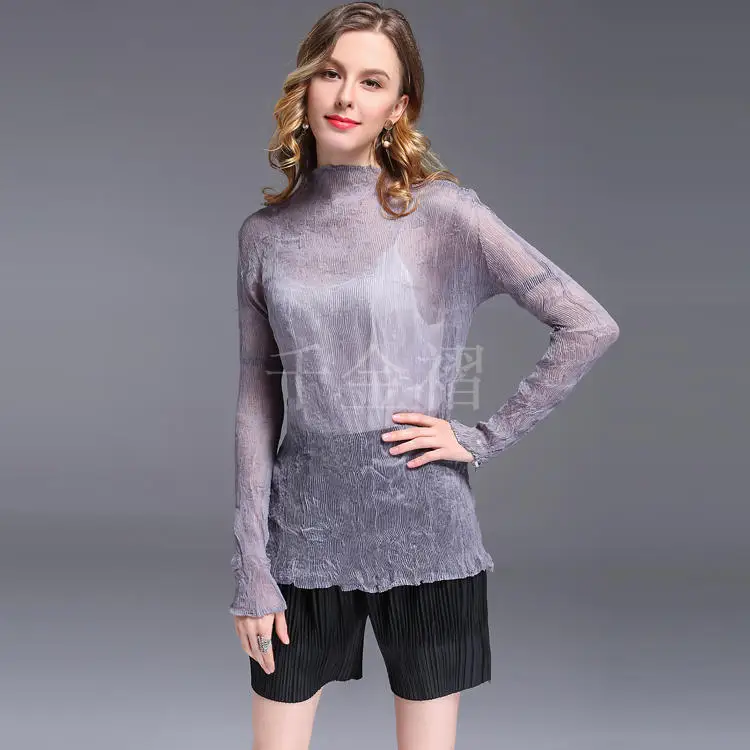 Miyake Fold Top Perspective джемпер новый код тонкая индивидуальная Универсальная женская