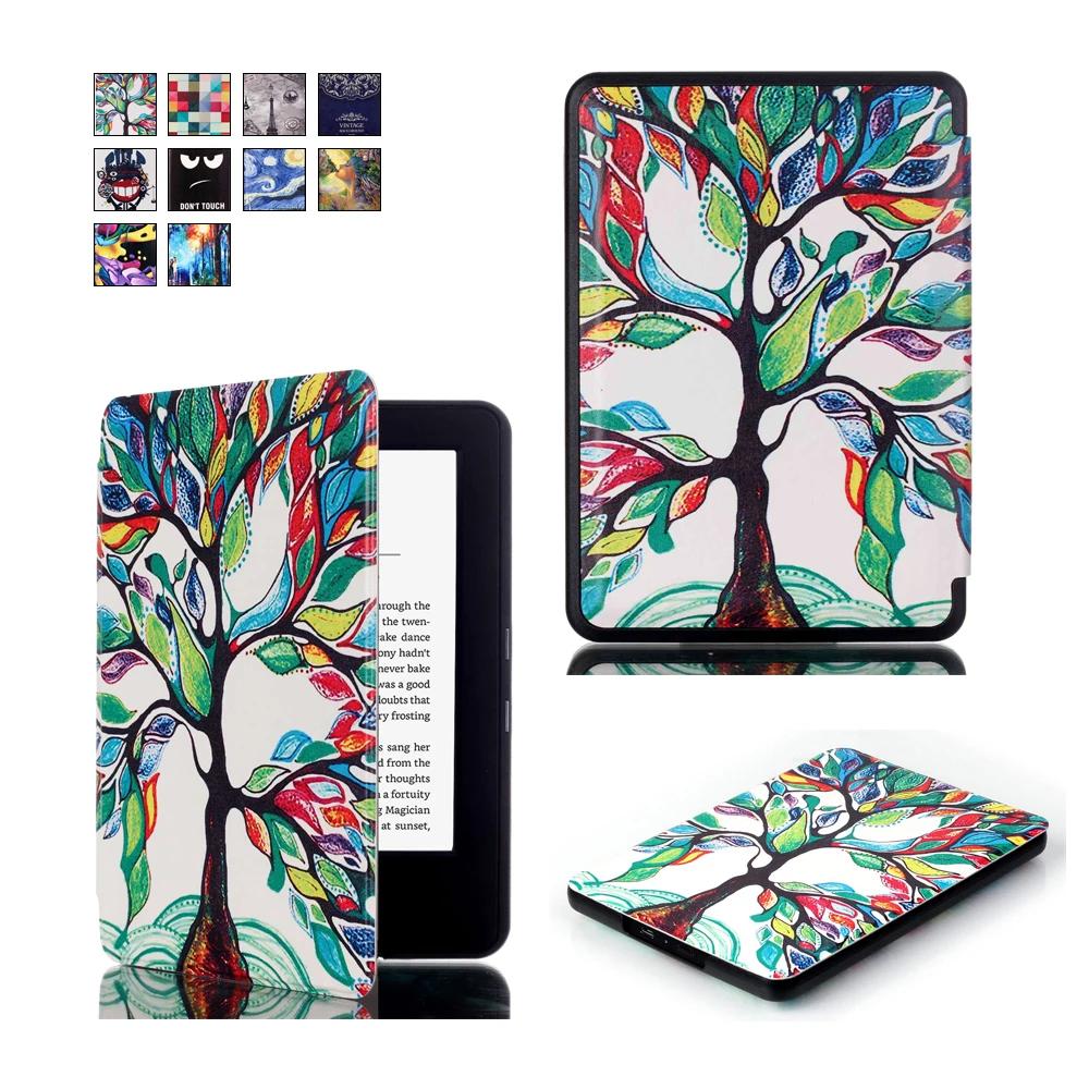 Тонкий чехол из искусственной кожи с магнитной застежкой защитный для Amazon Kindle 8th