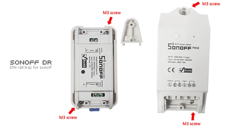Itead Sonoff dr Din Rail лоток монтируемый регулируемый держатель дешевый набор решений для большинства продуктов Sonoff основные RF Pow TH10/16 двойной G1