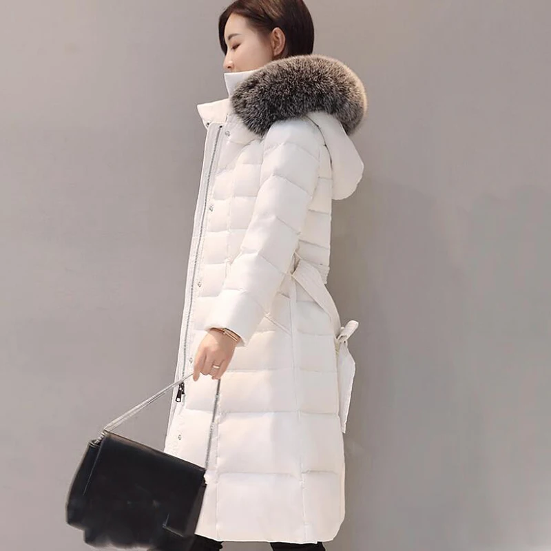 New Fox Fur Collar Down Jacket Women Hooded White Duck Parkas Winter Long Parka Jackets Manteau Femme LY649 | Женская одежда