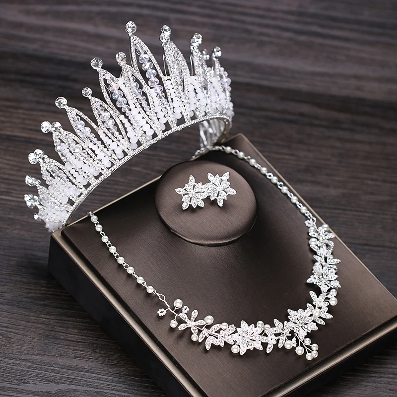 2018 New Exquisite Handmade Crystal Headwear Necklace with Three Earrings | Украшения и аксессуары