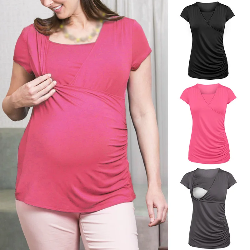 Сексуальная Женская блузка для беременных топы грудного вскармливания Пижама