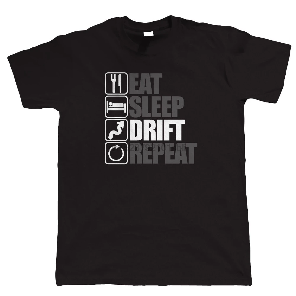 Мужская комбинированная футболка в стиле хип хоп Eat Sleep Drift Repeat с принтом дрейф JDM
