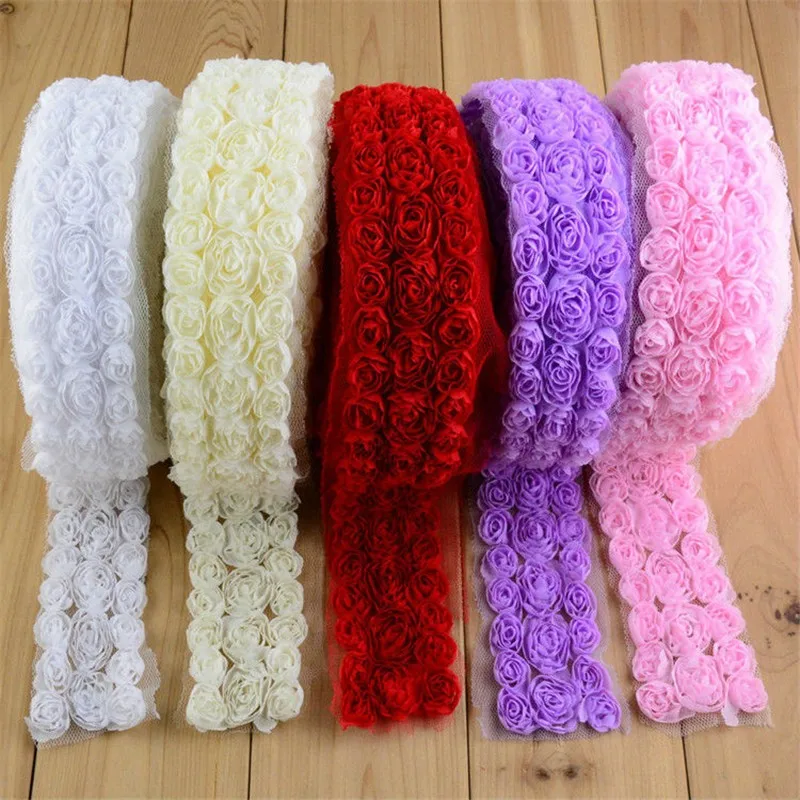 5dozen/lot U Pick Color 2 Inch Width Shabby Chiffon Rosette Flower Trim Applique DIY Fabric Supplies Hair Accessories TH69 | Аксессуары