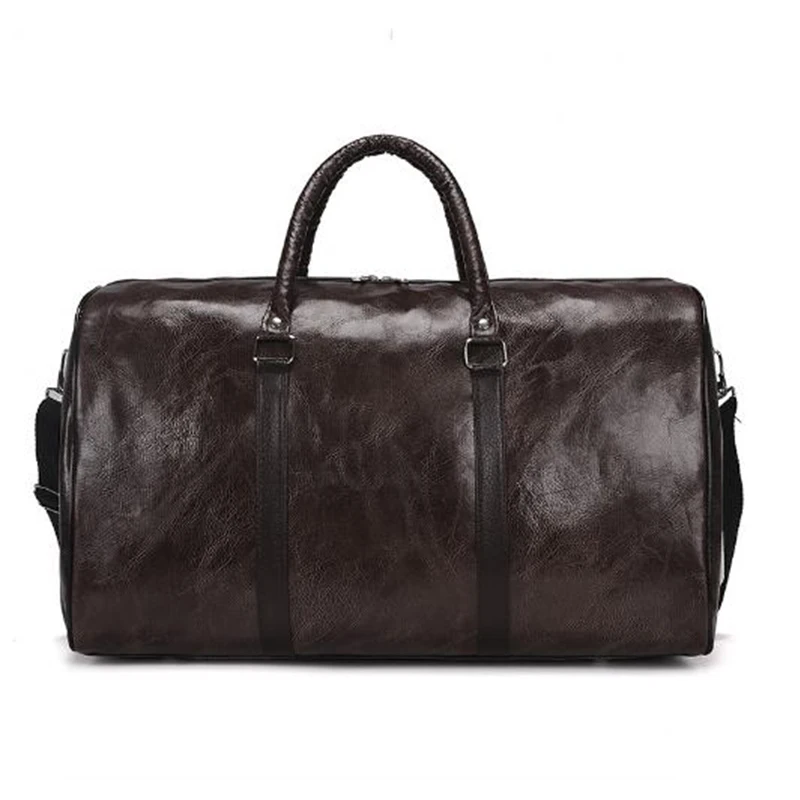 Dark brown Pu кожаная Женская дорожная сумка Глянцевая одноцветная Большая вместительная переносная сумка для выходных Мужская Спортивная Фитнес сумка [ - Цвет: Dark brown