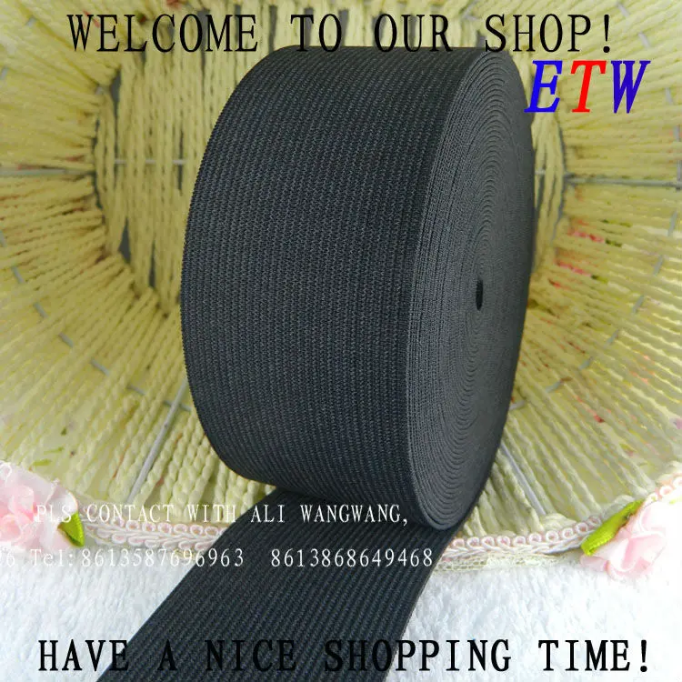 

23mm The thicken Black Knitting Elastic ribbonTape, Elastic Stretch Webbing, 20 yards/Roll Garment accessory Free shipping
