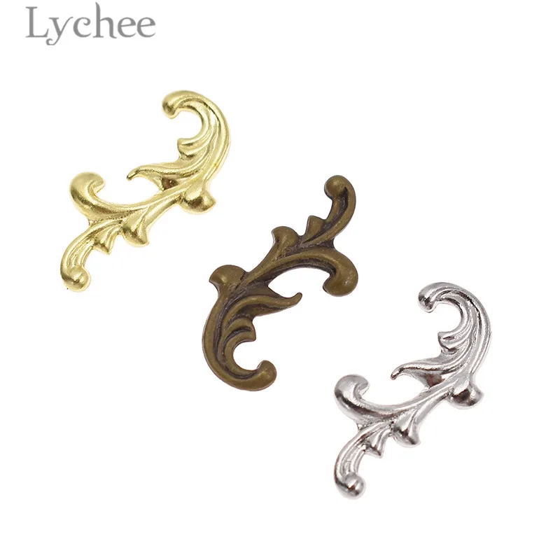 Lychee 100 шт латунные филигранные Цветочные ломтики золотого цвета серебристого