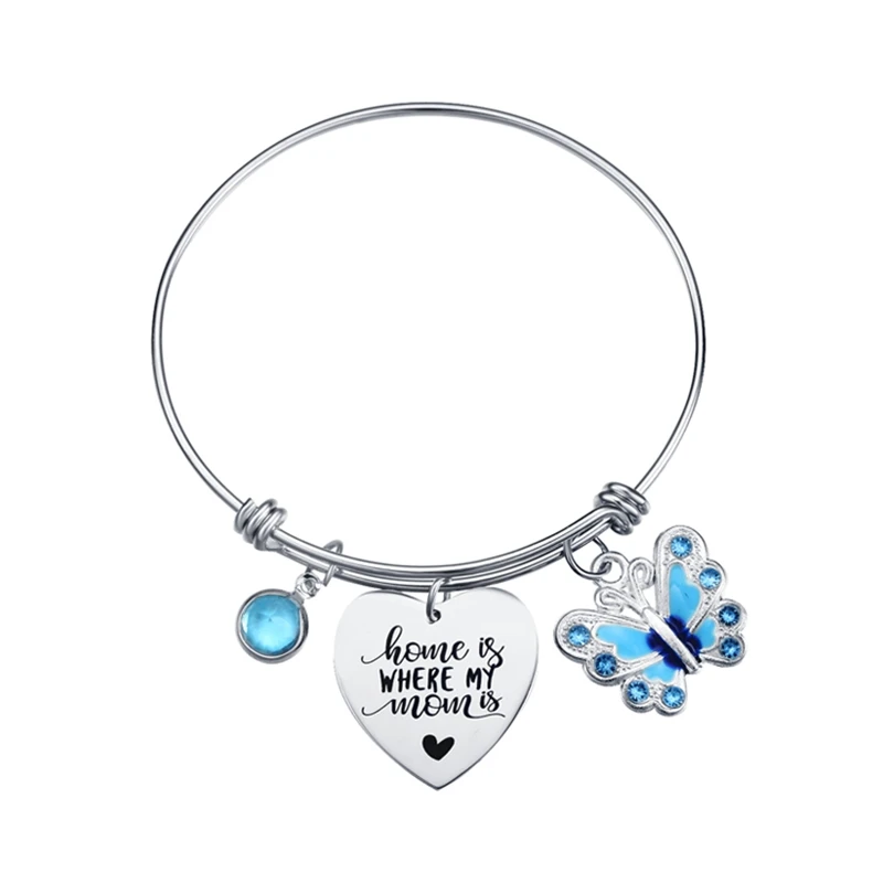 7 шт./лот мама Браслет с цитатой бабочка эмаль в форме сердца браслет из