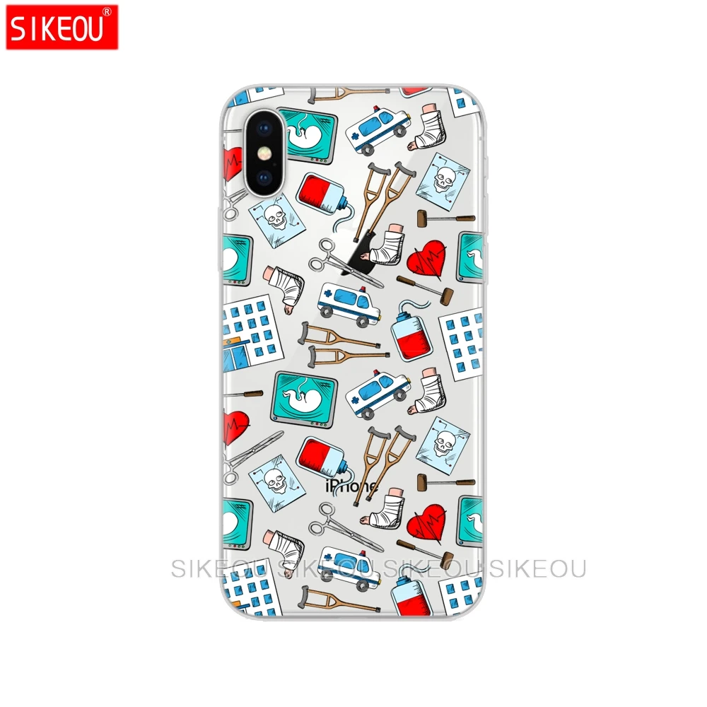 51593 Силиконовая крышка чехол для iPhone 6X8 7 6s 5 5S SE плюс 10 чехол мультфильм медицина медсестра прозрачный в виде ракушки - Цвет: 51593