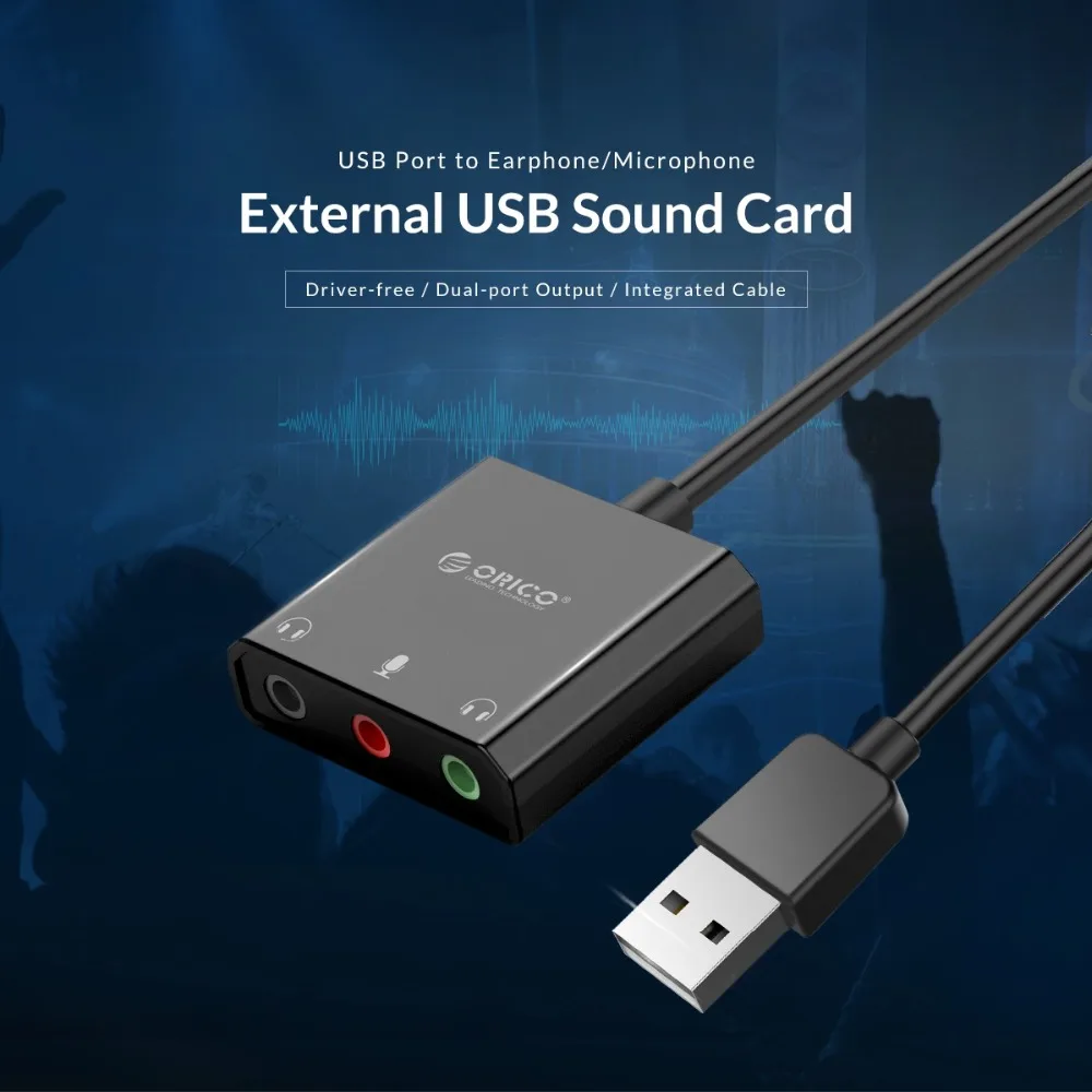 Внешняя звуковая карта ORICO USB с портом для гарнитуры + 1 разъем микрофона 3 5 мм