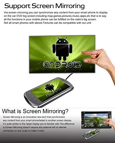 Pupug 7 дюймов Экран зеркалирование Android 4.2 в тире Double DIN HD емкостный сенсорный dvd