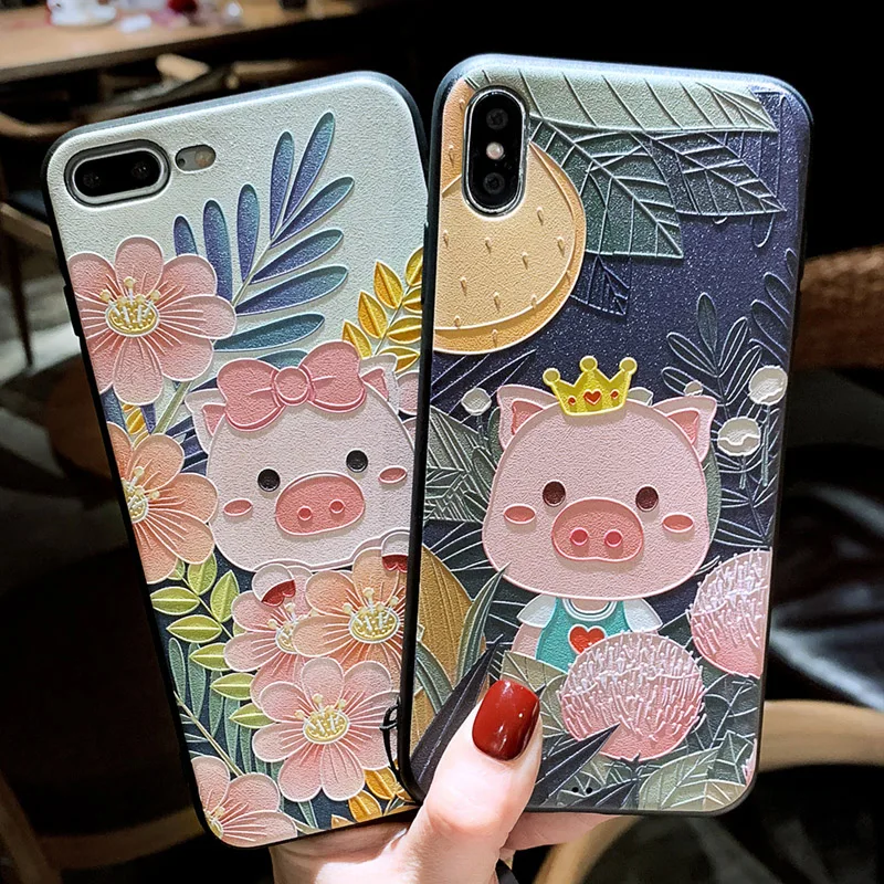 Милый рельефный чехол для Iphone XS MAX XR X телефона 6 6s 7 8 Plus | Мобильные телефоны и