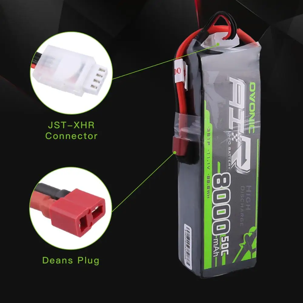 Аккумулятор Ovonic LiPo 2X 8000 мАч 11 1 В 3S 50C 100C Т образный Разъем XT60 для радиоуправляемого