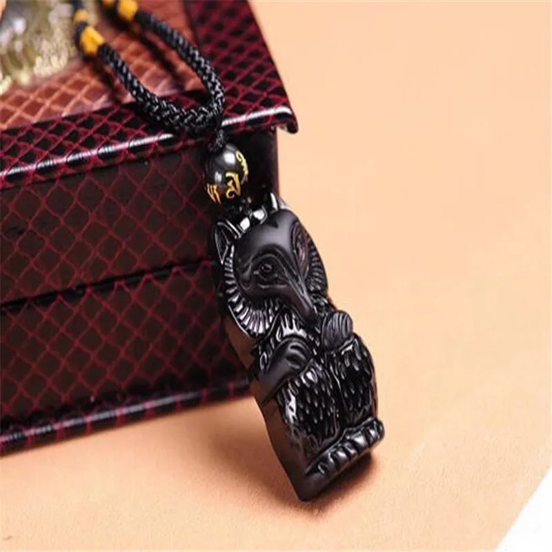 

Natural obsidian fox pendant, obsidian carved fox, crystal pendant.