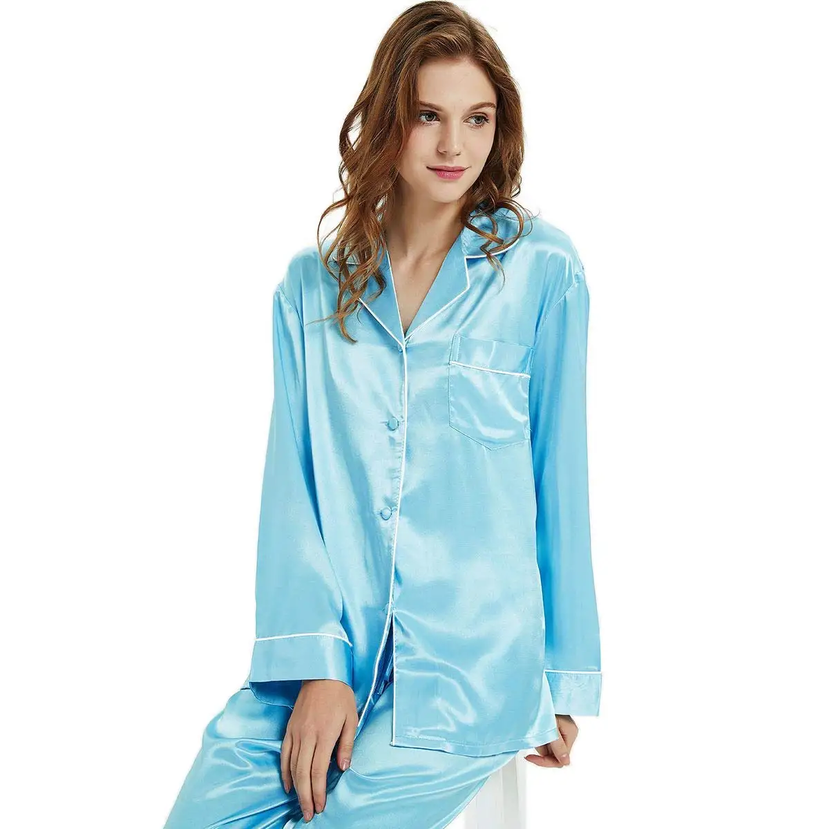 Женские пижамные комплекты атласные пижамы Loungewear осень зимняя пижама ночная
