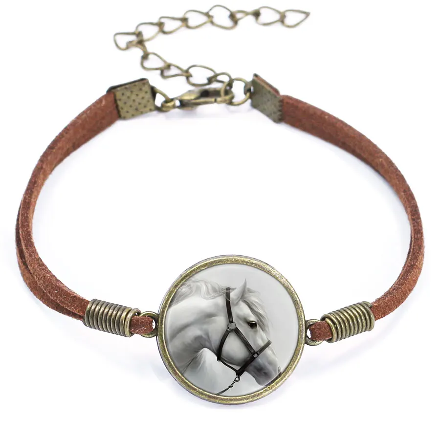 Винтаж лошадь стекло кабошон браслет-цепочка браслет для девочек Для женщин