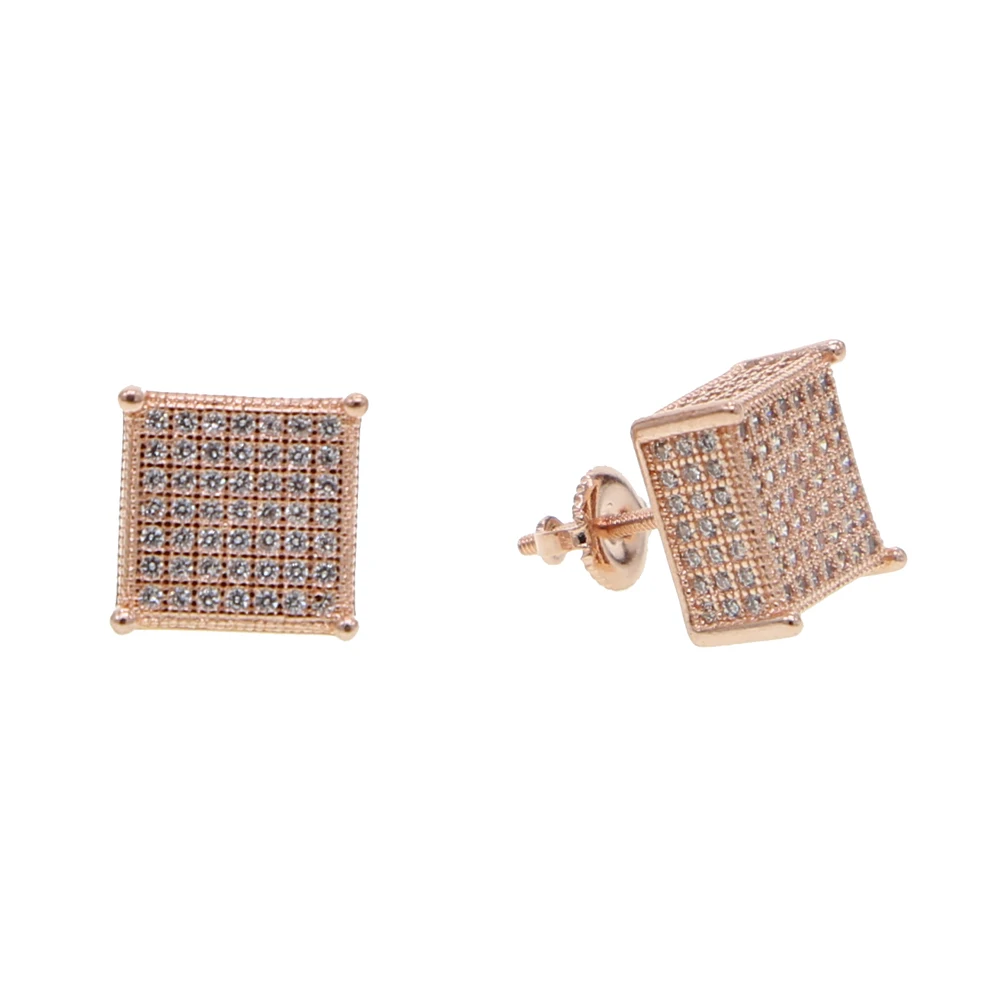 3 цвета 2021 реальные micro pave cz screwback серьги в стиле хип хоп bling куб модная женская и