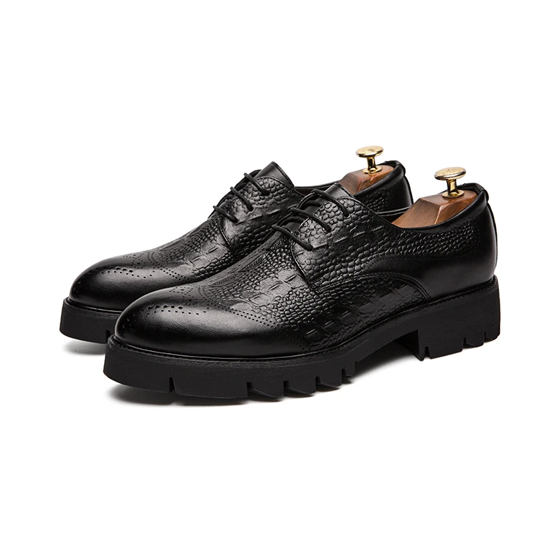 mens casual business office wedding formal dress soft leather brogue shoes gentleman black carving bullock platform oxford shoe | Обувь