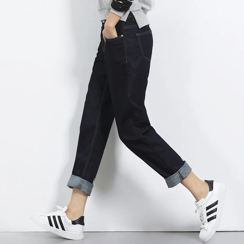 Женские джинсы с текстовой вышивкой LEIJIJEANS, однотонные свободные шаровары полной длины со средней талией, модель 5502 большого размера на осень