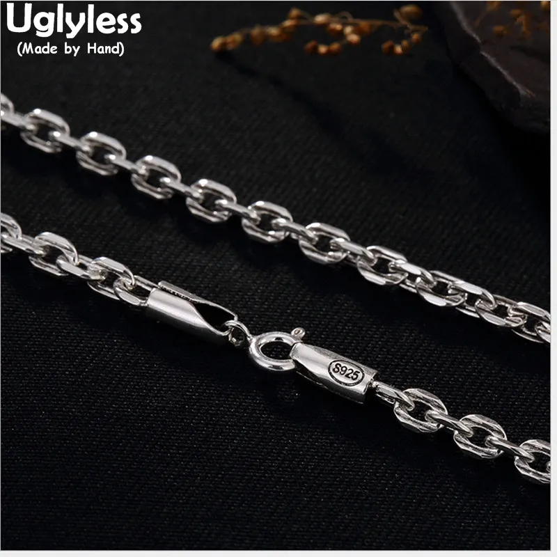 

Uglyless S 925 Sterling Silver Necklace without Pendant 3.5MM Link Chains Bijoux Men Women Unisex Handmade Fine Jewelry Collier