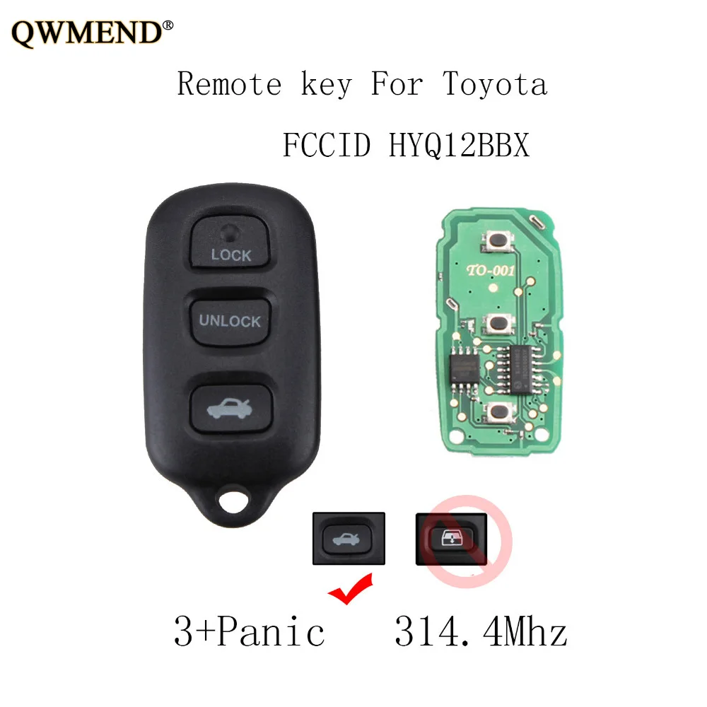 QWMEND 3 + Panic 315 МГц Автомобильный Брелок дистанционного управления с ключом для Toyota