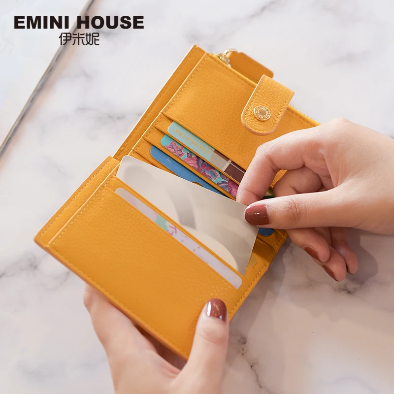 Женский кошелек из натуральной кожи EMINI HOUSE компактный складной 4 цвета с